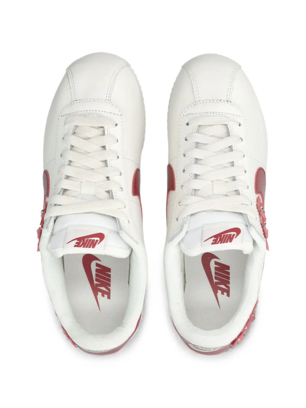 Nike Cortez floral-appliqué leather sneakers Wit