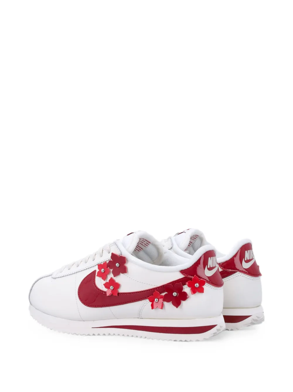 Nike Cortez floral-appliqué leather sneakers Wit