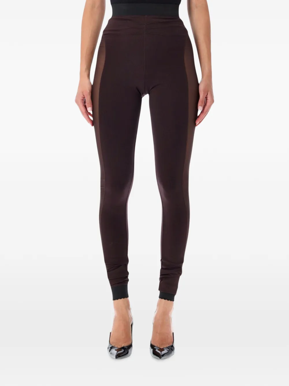 The Attico mesh-panelled leggings - Marrone