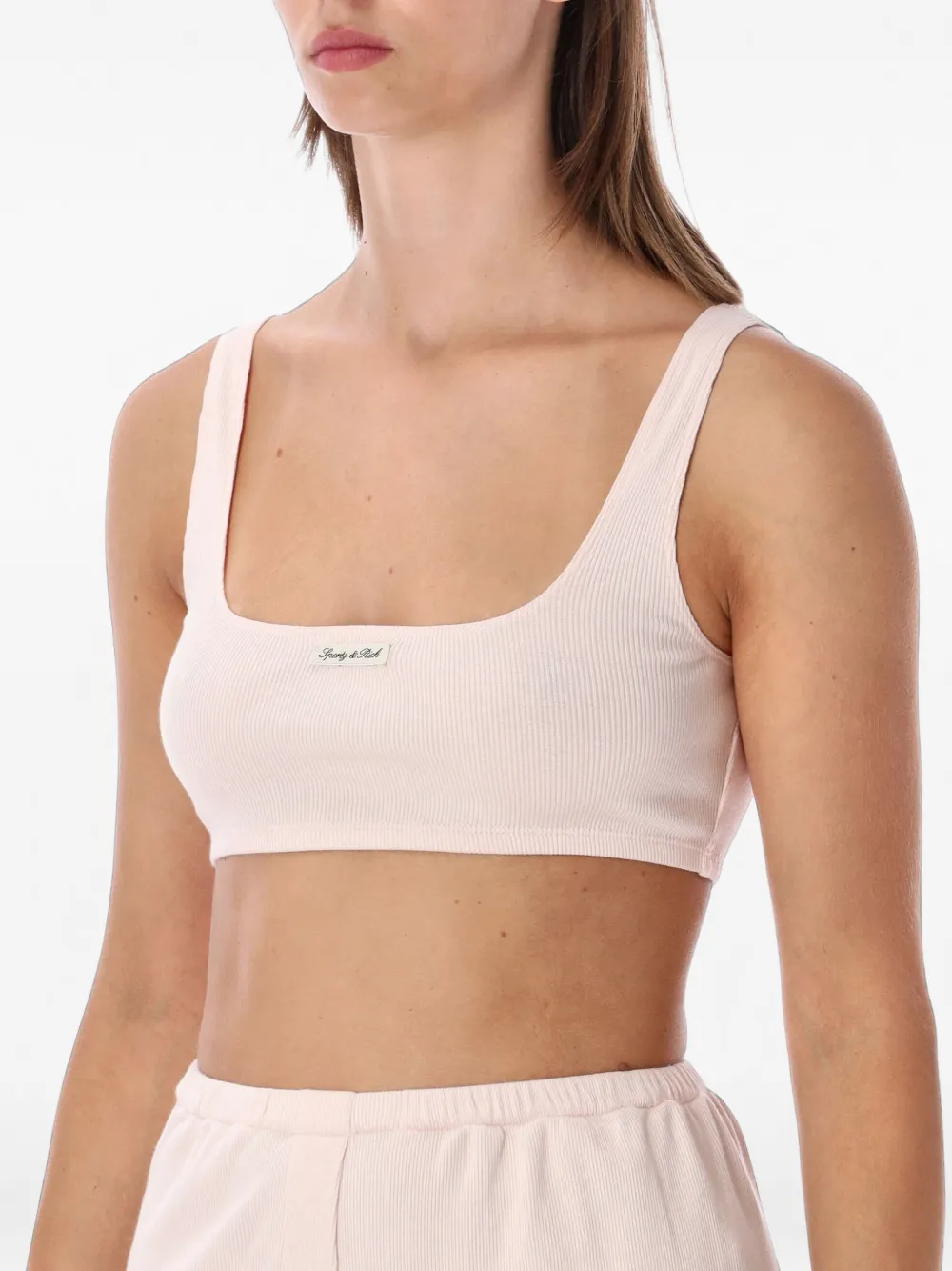 Sporty & Rich Ribgebreide top Roze