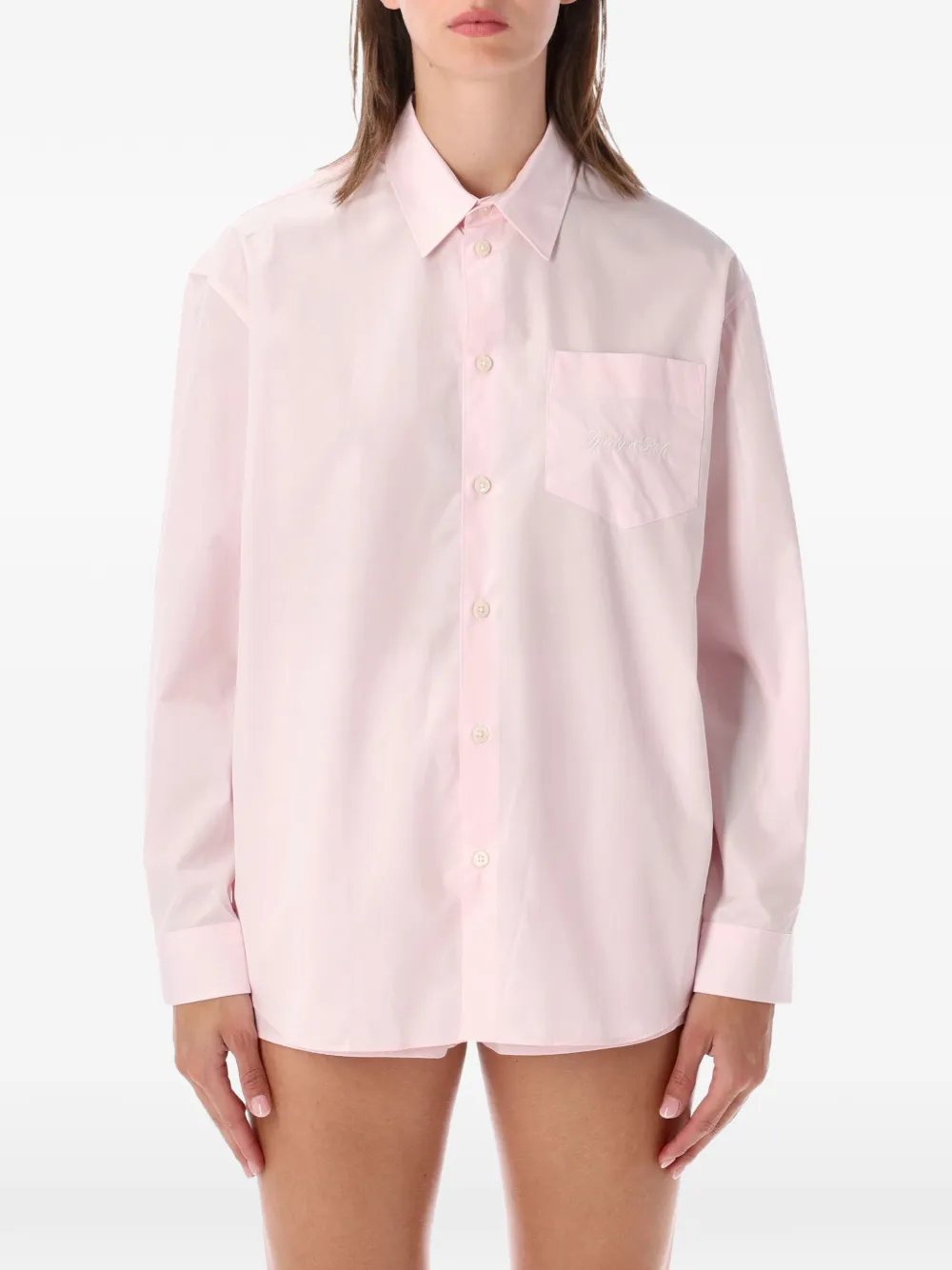 Sporty & Rich logo-embroidered chest-pocket shirt - Rosa