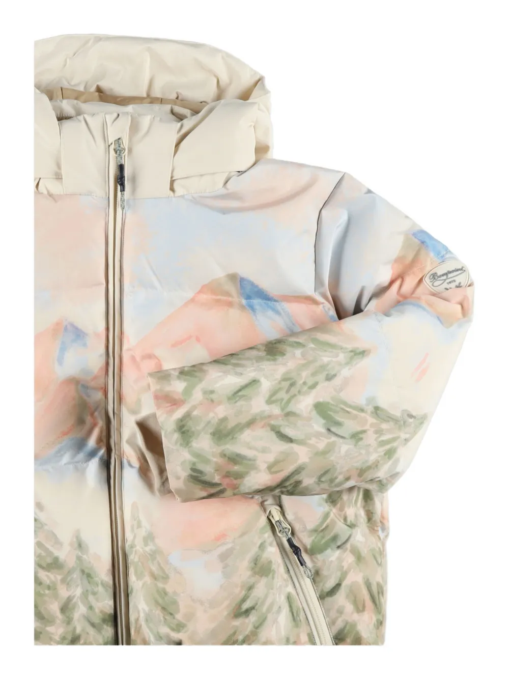 Bonpoint Moyra mountain-print hooded jacket Beige