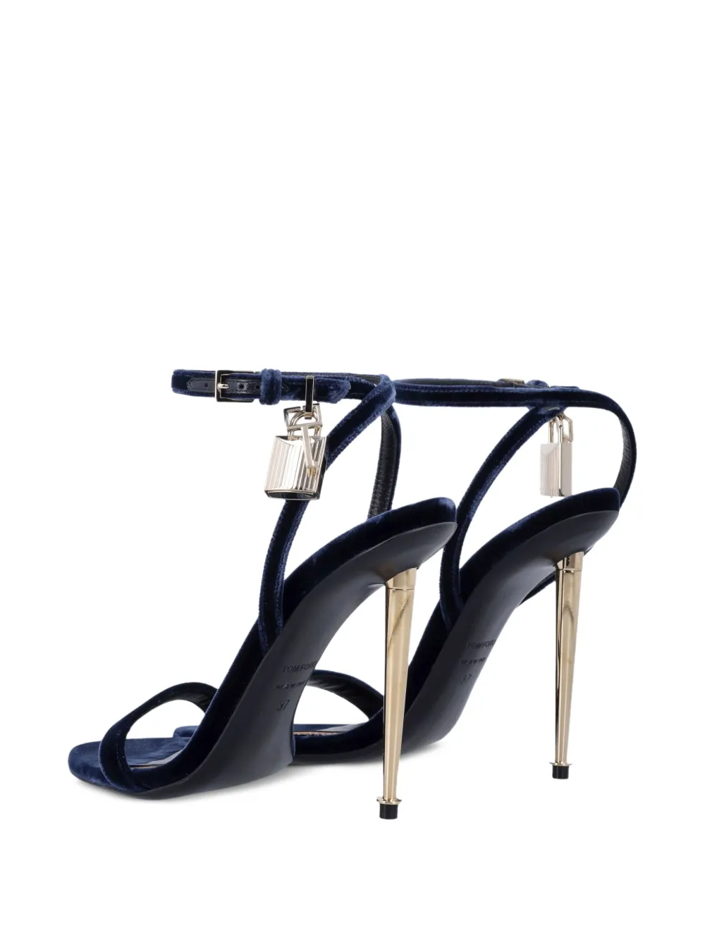 TOM FORD velvet padlock pointy naked sandals Blauw