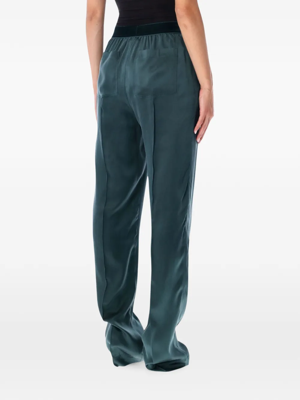 TOM FORD Zijden-satijnen PJ broek met perzik-effekt Groen