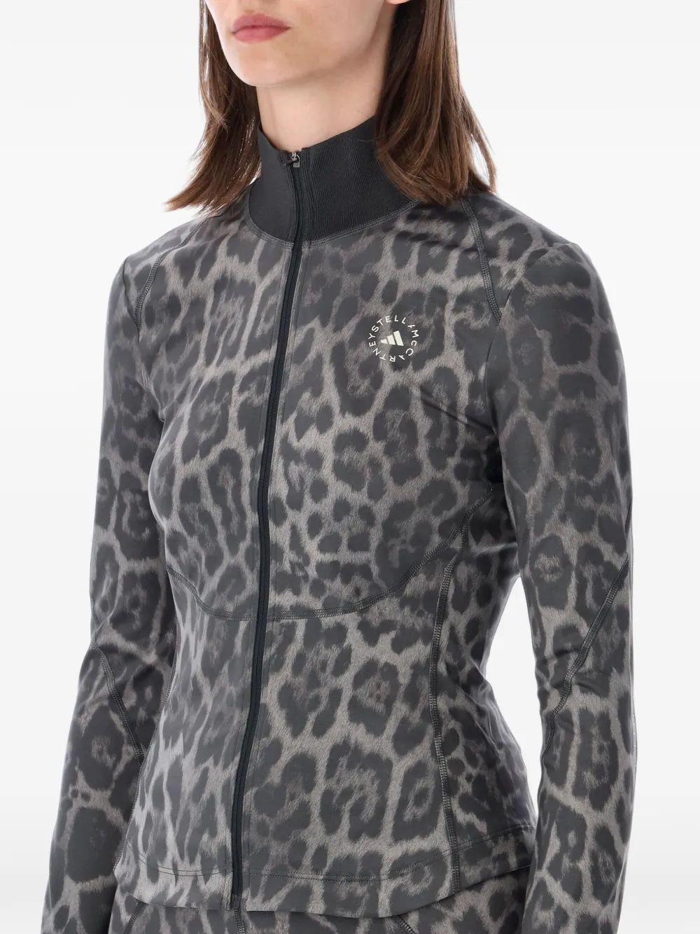 adidas by Stella McCartney x Stella McCartney trainingsjack met luipaard-print en rits Grijs