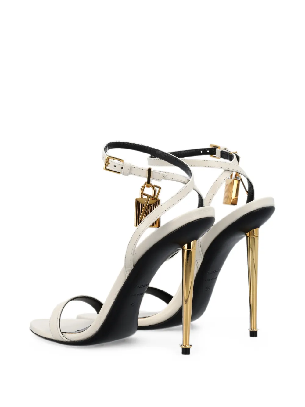 TOM FORD lock-pendant stiletto-heel sandals Beige