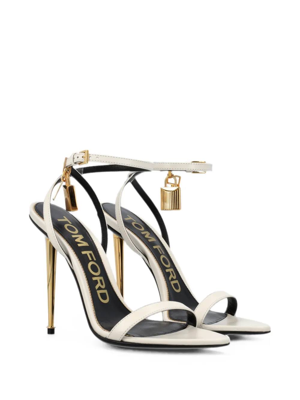 TOM FORD lock-pendant stiletto-heel sandals Beige