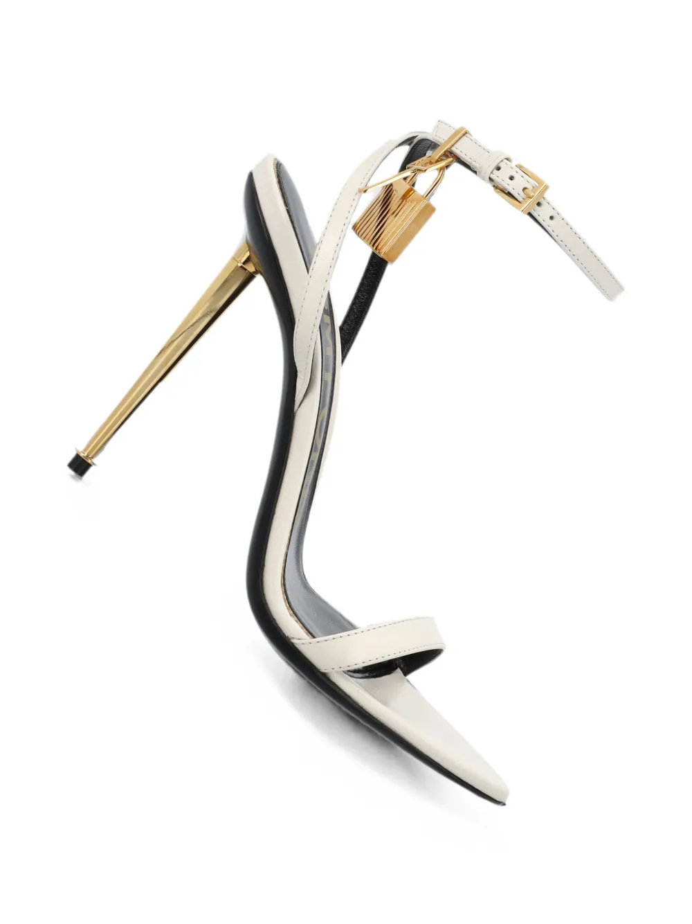 TOM FORD lock-pendant stiletto-heel sandals Beige