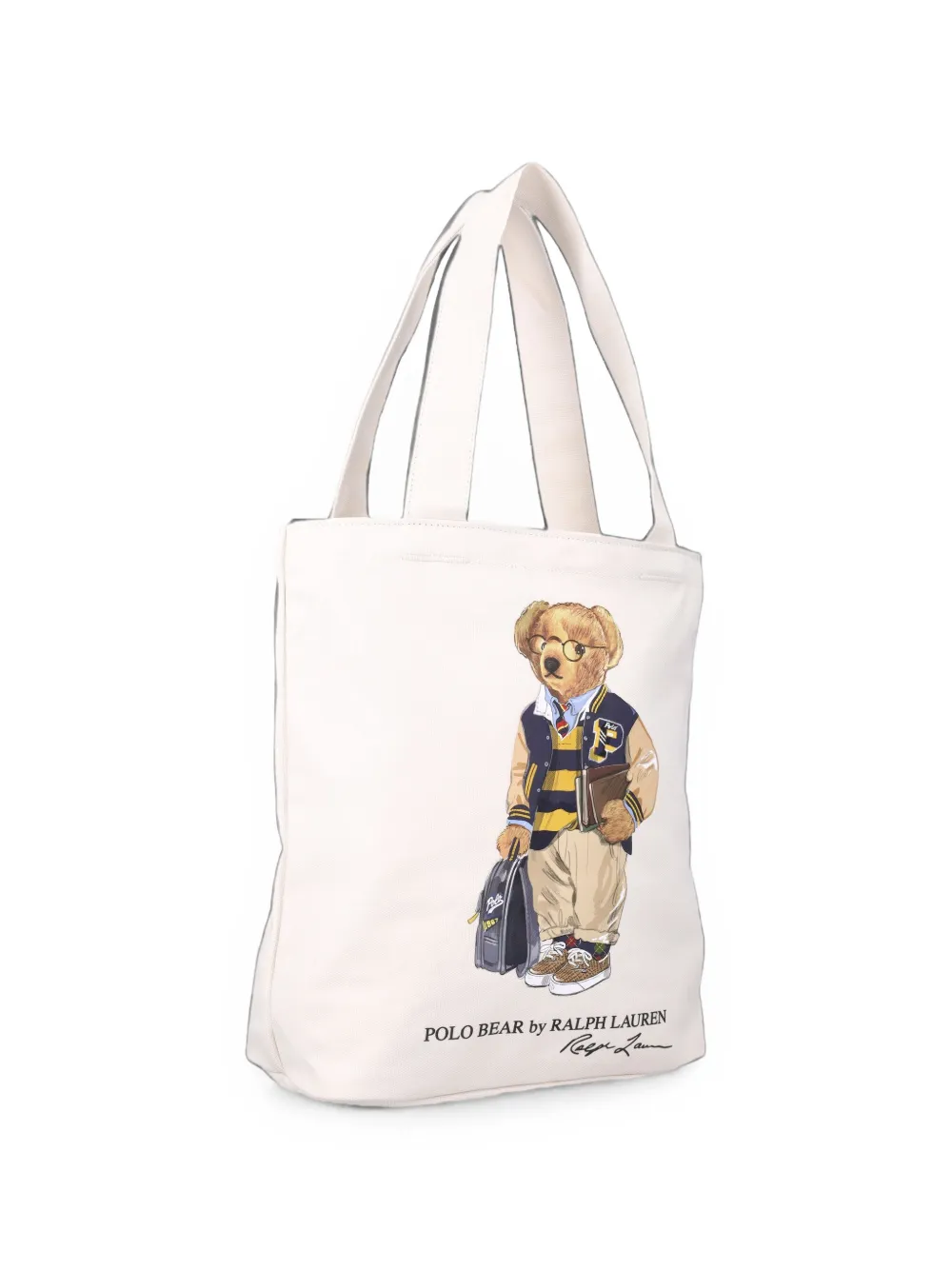 POLO RALPH LAUREN KIDS Polo Bear canvas tote bag Beige