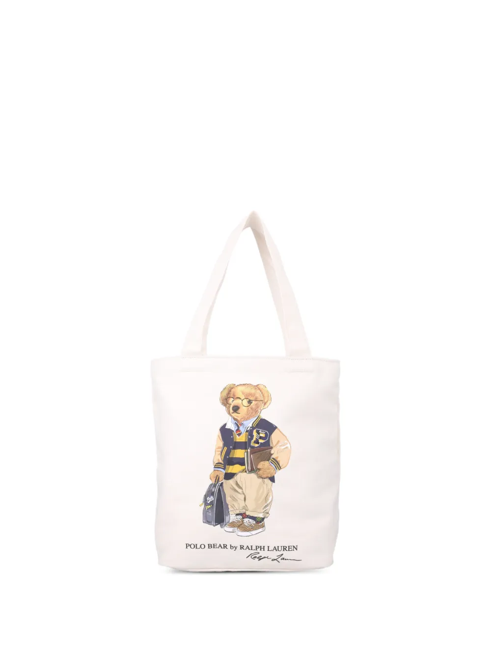 POLO RALPH LAUREN KIDS Polo Bear canvas tote bag Beige