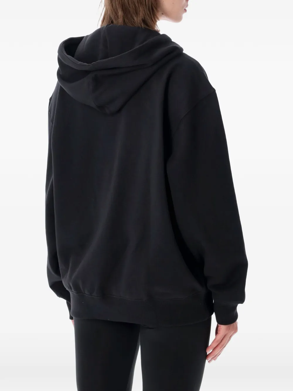 adidas logo-embroidered pouch-pocket hoodie Zwart