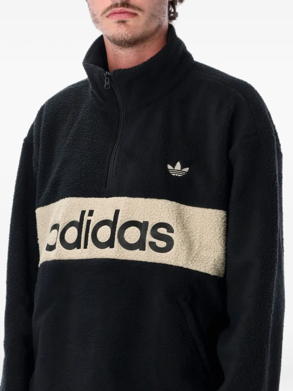 adidas fleece quarter-zip sweatshirt Zwart
