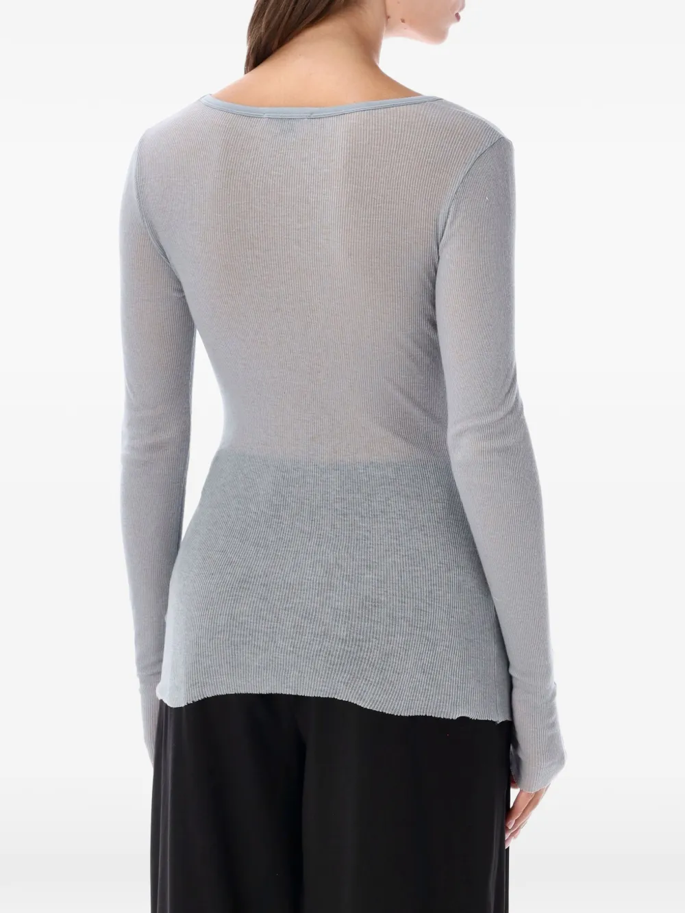 James Perse Ribgebreid T-shirt Blauw