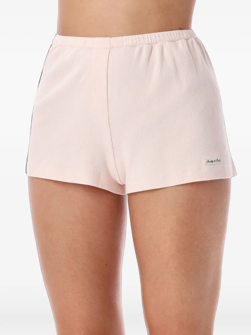 Sporty & Rich Geribbelde shorts met logo-patch Roze