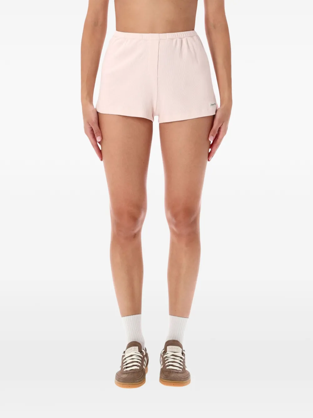 Sporty & Rich ribbed logo-patch shorts