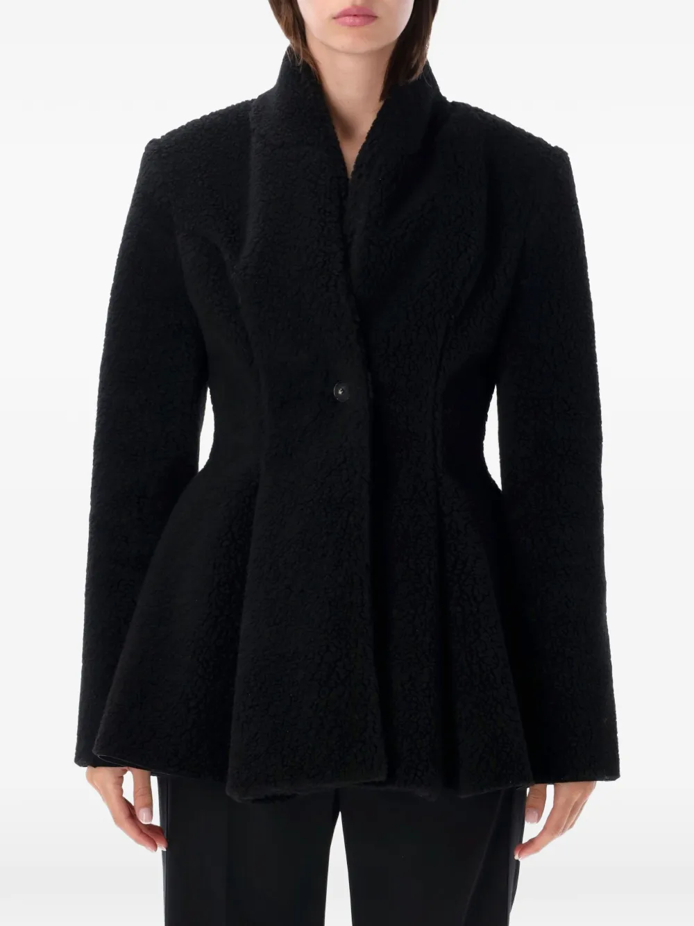 Stella McCartney fleece-texture flared jacket - Schwarz