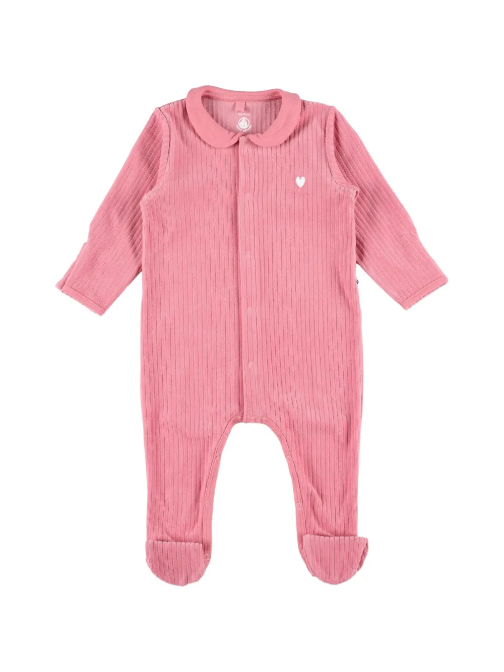 Petit Bateau Gerippter Pyjama mit Herzmotiv - Rosa