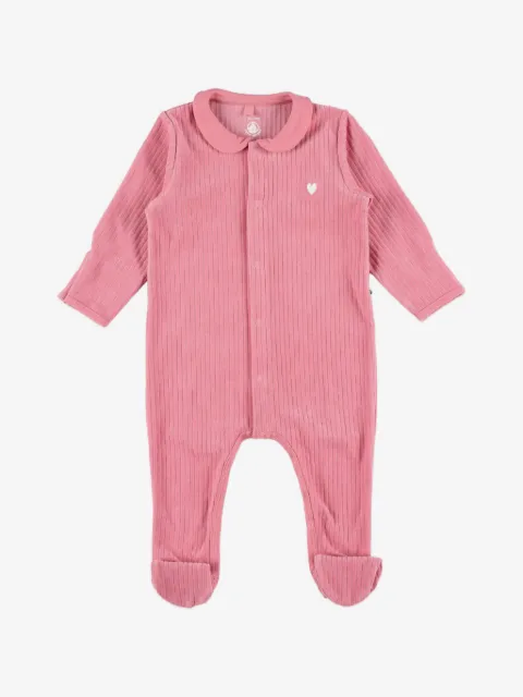Petit Bateau Gerippter Pyjama mit Herzmotiv