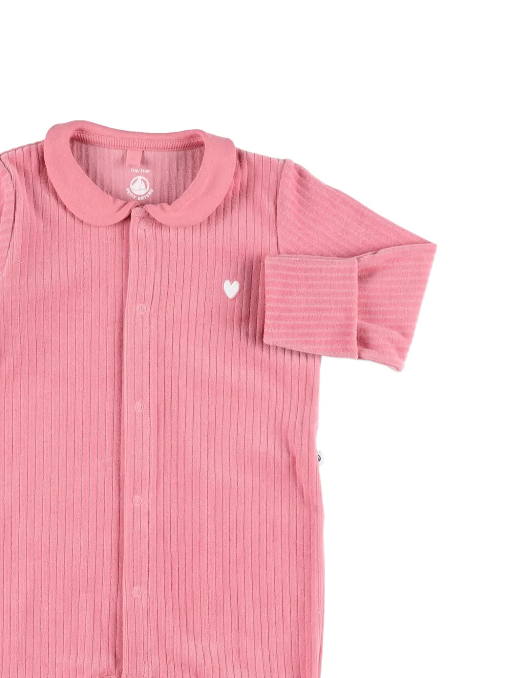 Petit Bateau Geribbelde pyjama met hart-patroon Roze