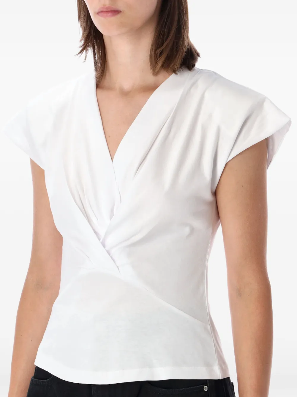ISABEL MARANT Nadrine T-shirt met gedraaid detail en kapmouwen Wit