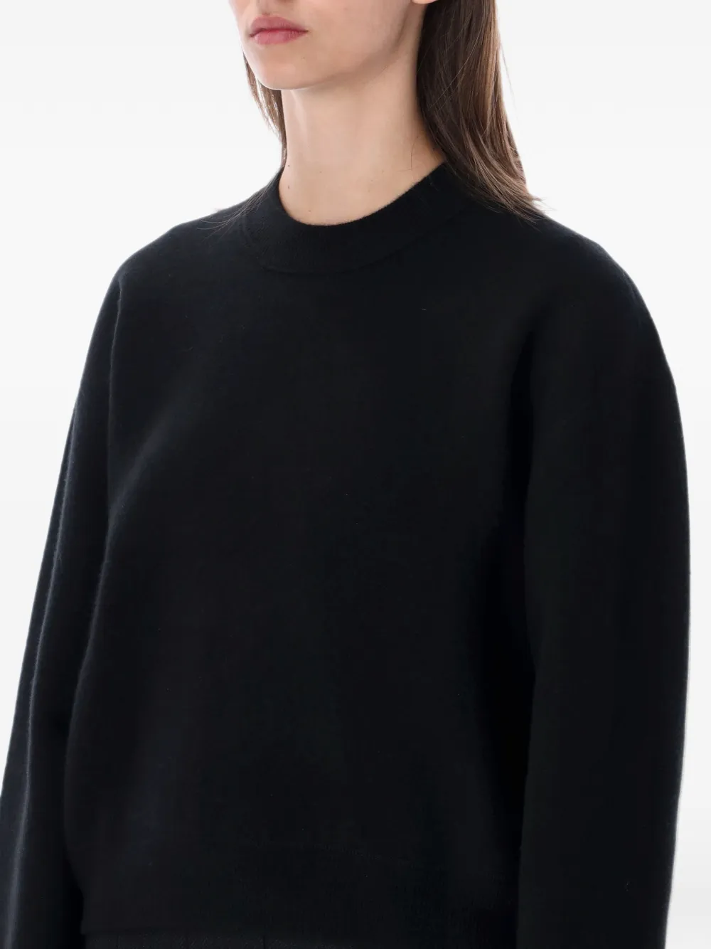 Studio Nicholson Morina ribbed-trim crew-neck sweater Zwart