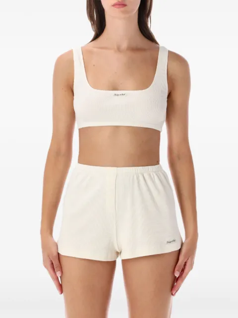 Sporty & Rich ribbed-knit logo-patch cropped top