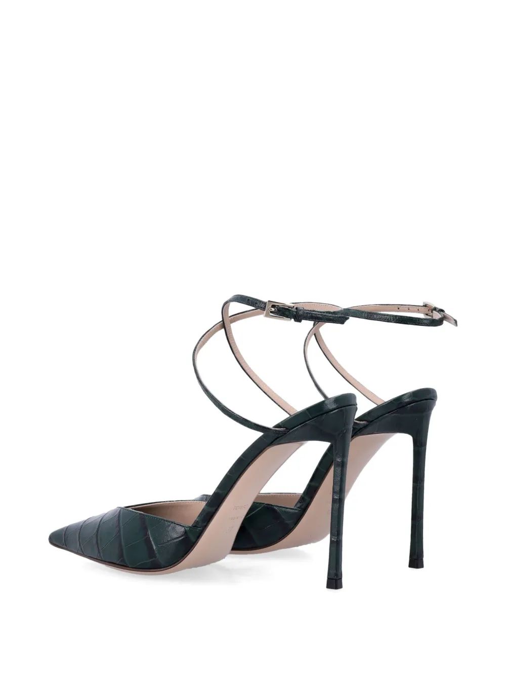 TOM FORD Selen Crocodile-effect Leather Pumps in Green, view 3