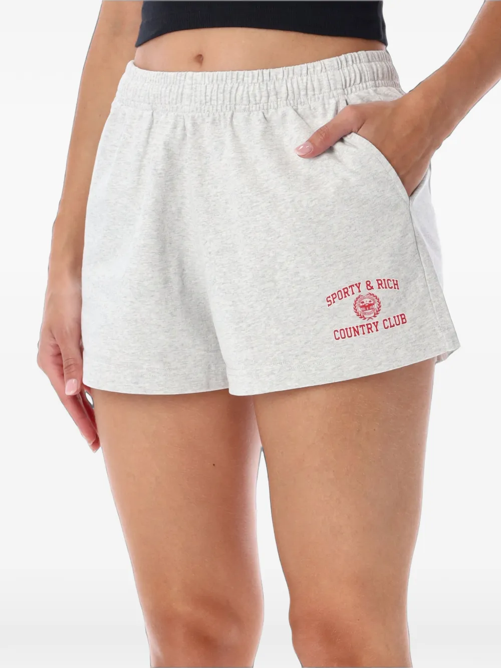 Sporty & Rich logo-print elasticated shorts Grijs