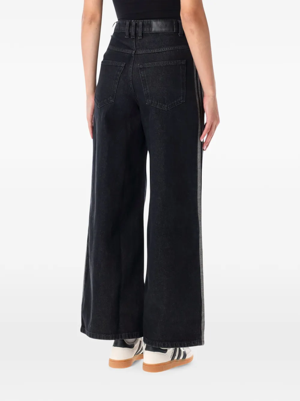 adidas side-stripe wide-leg jeans Zwart