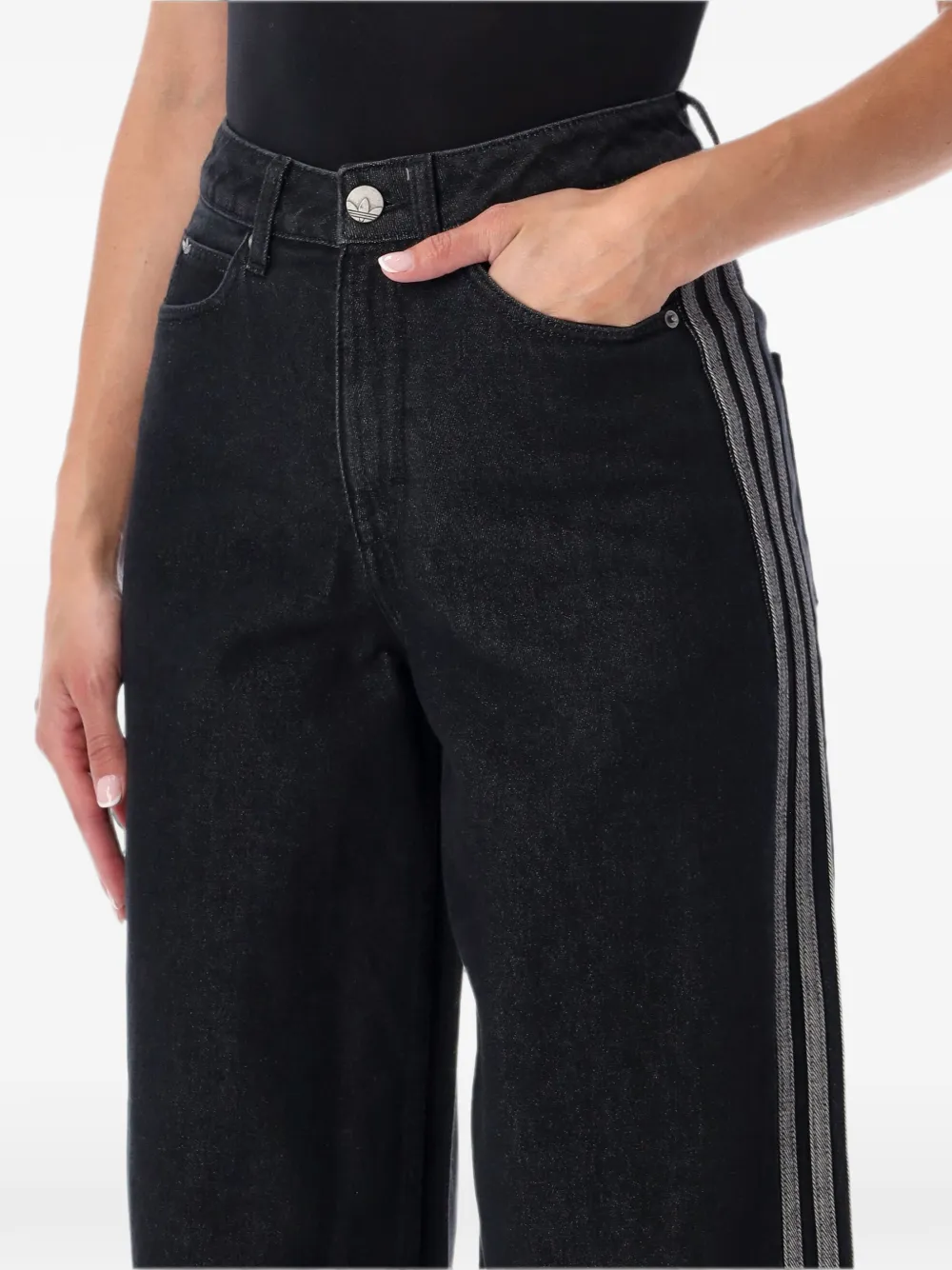 adidas side-stripe wide-leg jeans Zwart