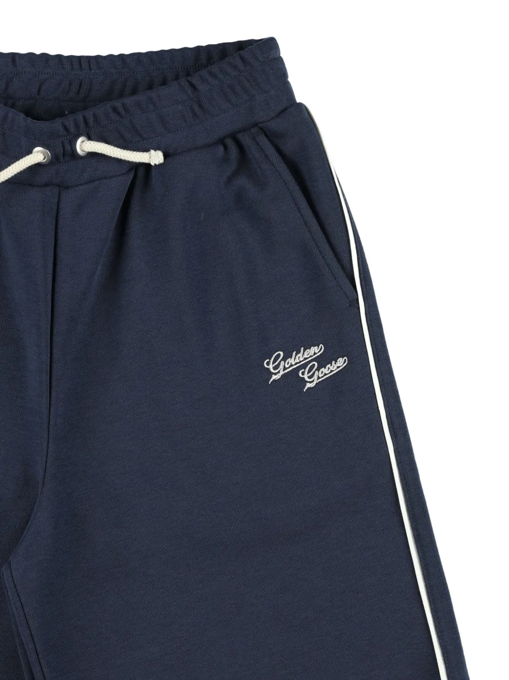 Golden Goose Kids Shorts met geborduurd logo en zijstreep Blauw