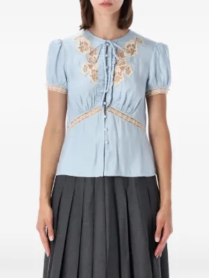 Comme Des Garçons Girl Ruffled Sheer Shirt | White | FARFETCH