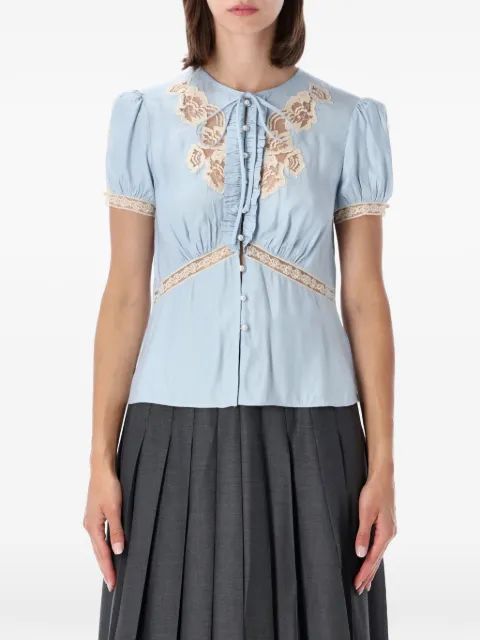 Self-Portrait lace-trim ruffled blouse