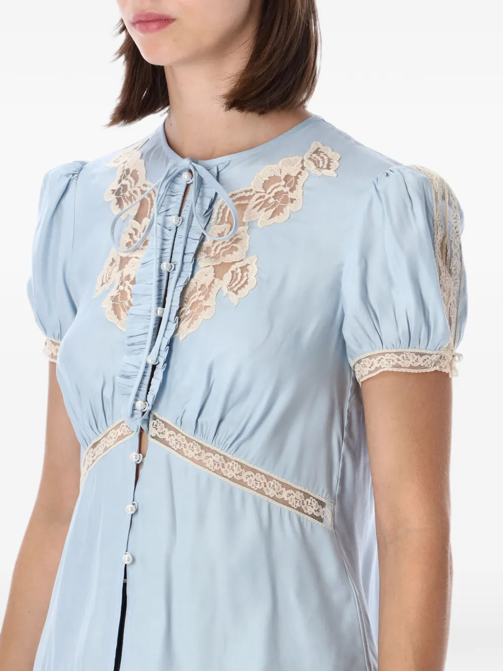 Self-Portrait Blouse met ruches Blauw
