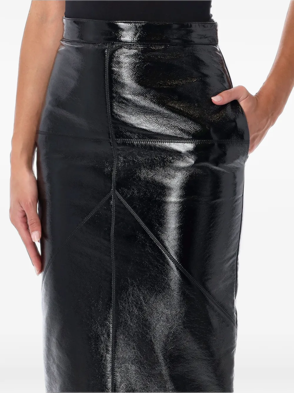 Lanvin patent-finish midi skirt Zwart
