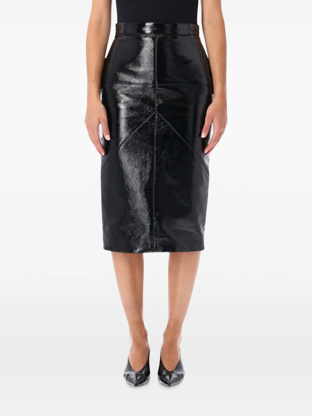 Lanvin patent-finish midi skirt - Nero