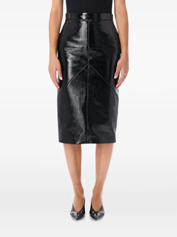 Lanvin Patent-finish Midi Skirt in Black