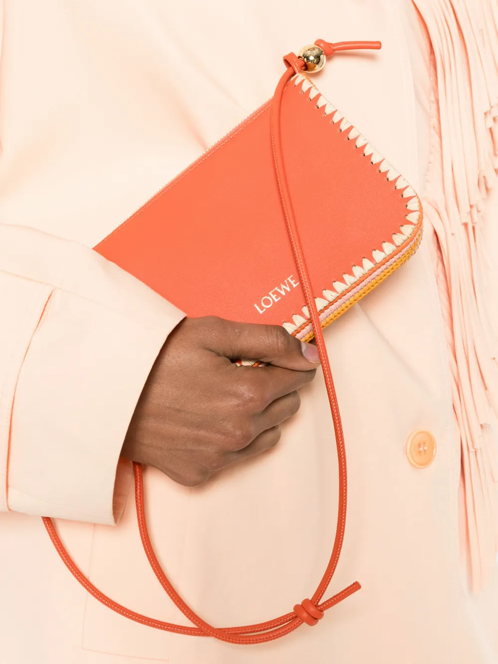 LOEWE Paula's Ibiza clutch met afwerking Oranje