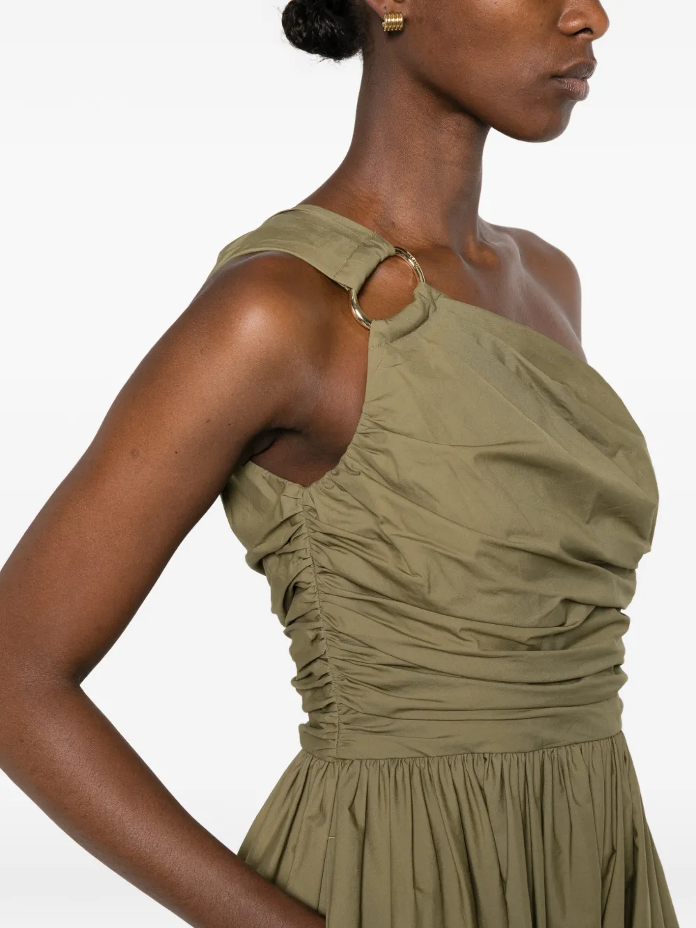 JOSEPH Asymmetrische midi-jurk met ruches Groen