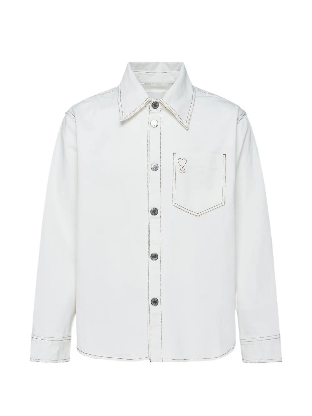 AMI Paris Ami de Coeur contrast-stitch cotton shirt - Bianco