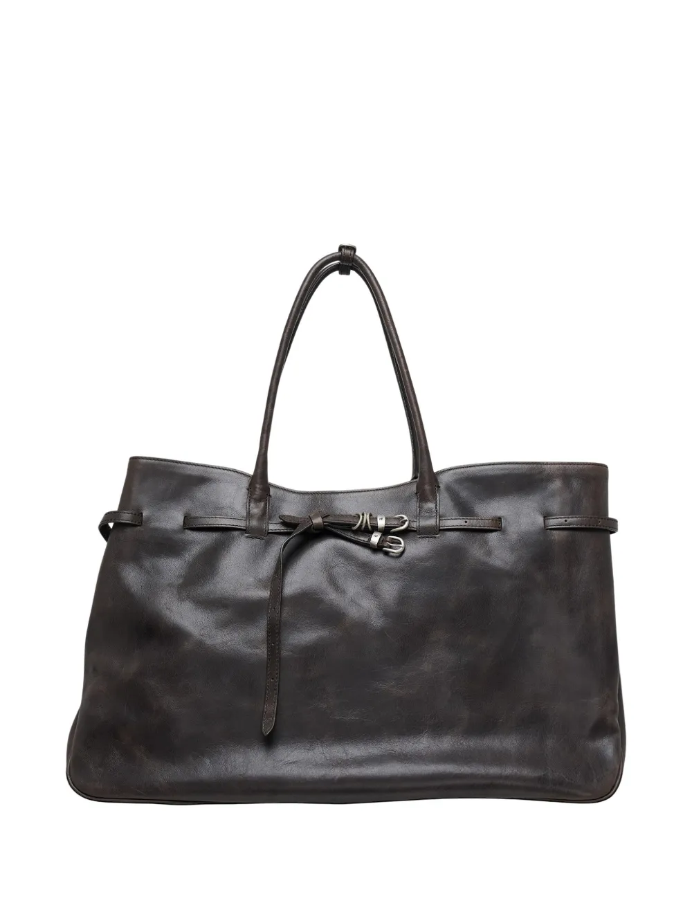 Marge Sherwood XL Grandma Used buckle-detail leather tote bag - Marrone