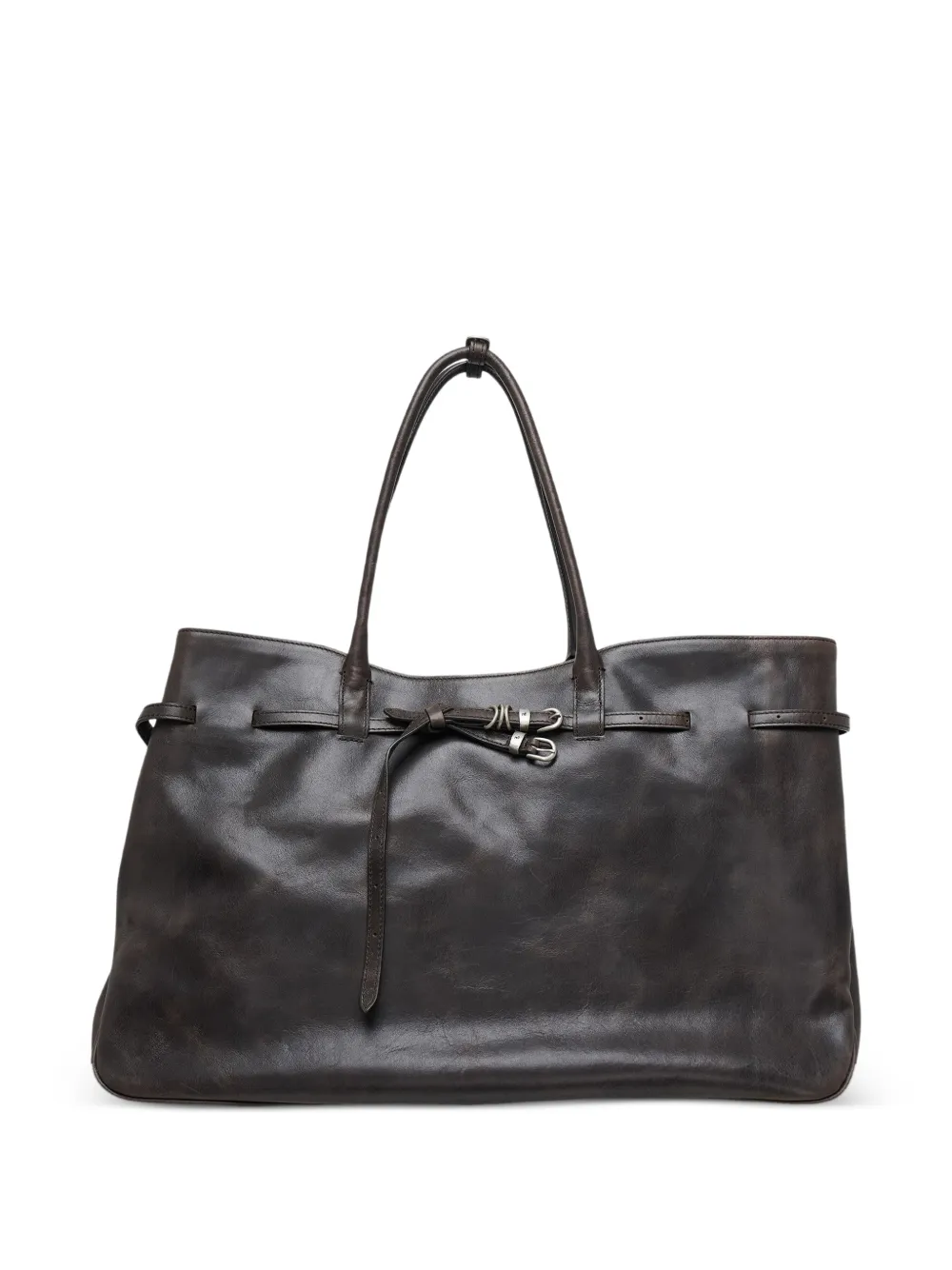 Marge Sherwood XL Grandma Used buckle-detail leather tote bag - Marrone