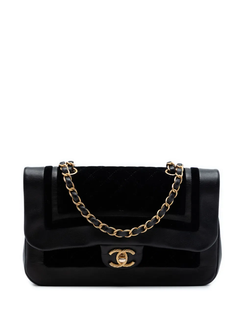 CHANEL Pre-Owned 2017-2018 Paris Cosmopolite Medium Velvet and Metallic Lambskin Flap shoulder bag - Nero