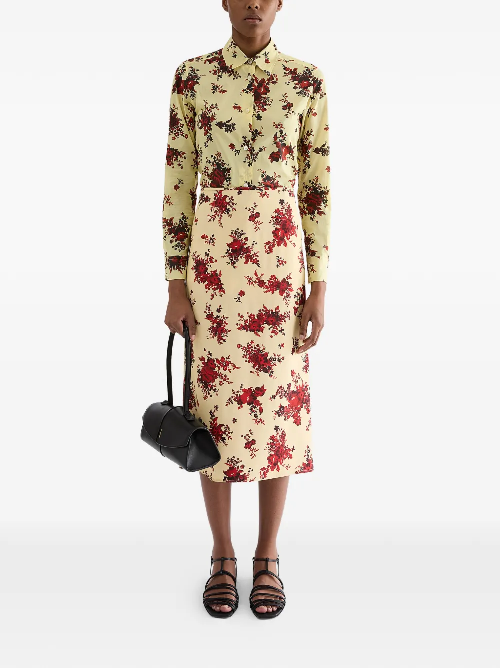 Jil Sander katoenen-mousseline blouse met bloemenprint Geel