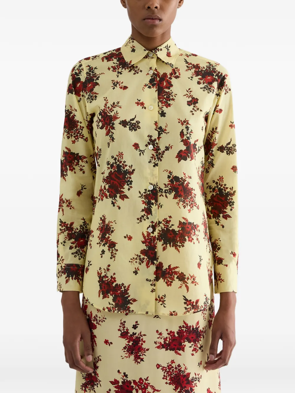 Jil Sander katoenen-mousseline blouse met bloemenprint Geel