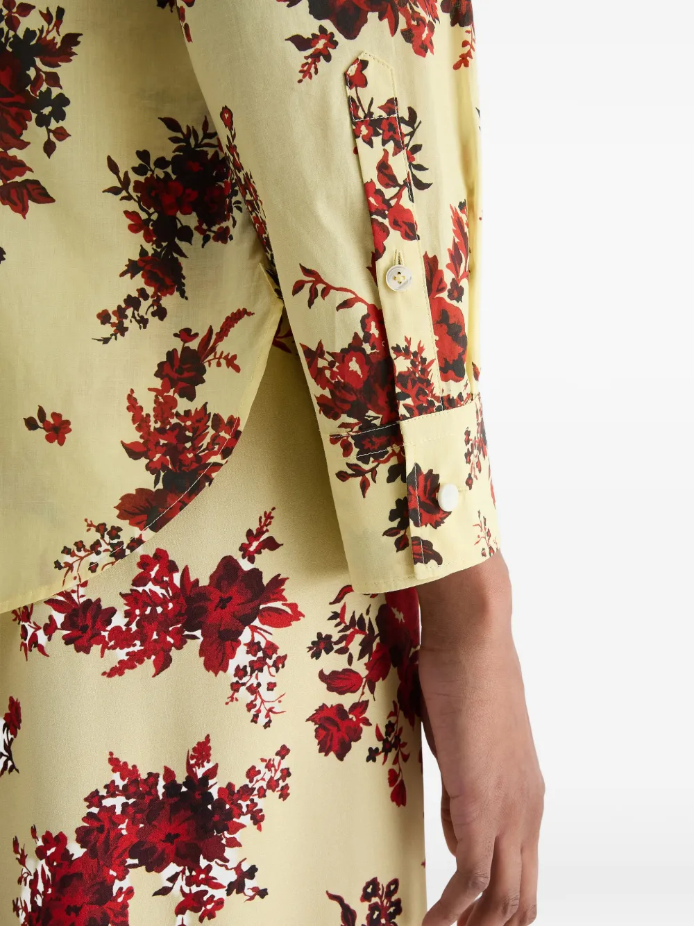 Jil Sander katoenen-mousseline blouse met bloemenprint Geel