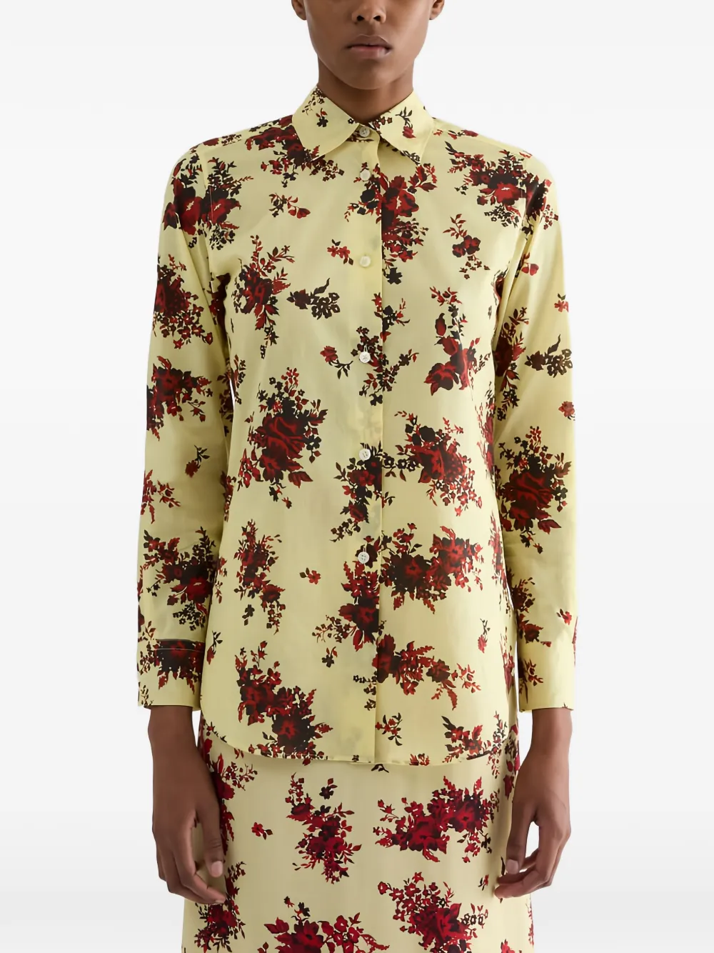 Jil Sander katoenen-mousseline blouse met bloemenprint Geel