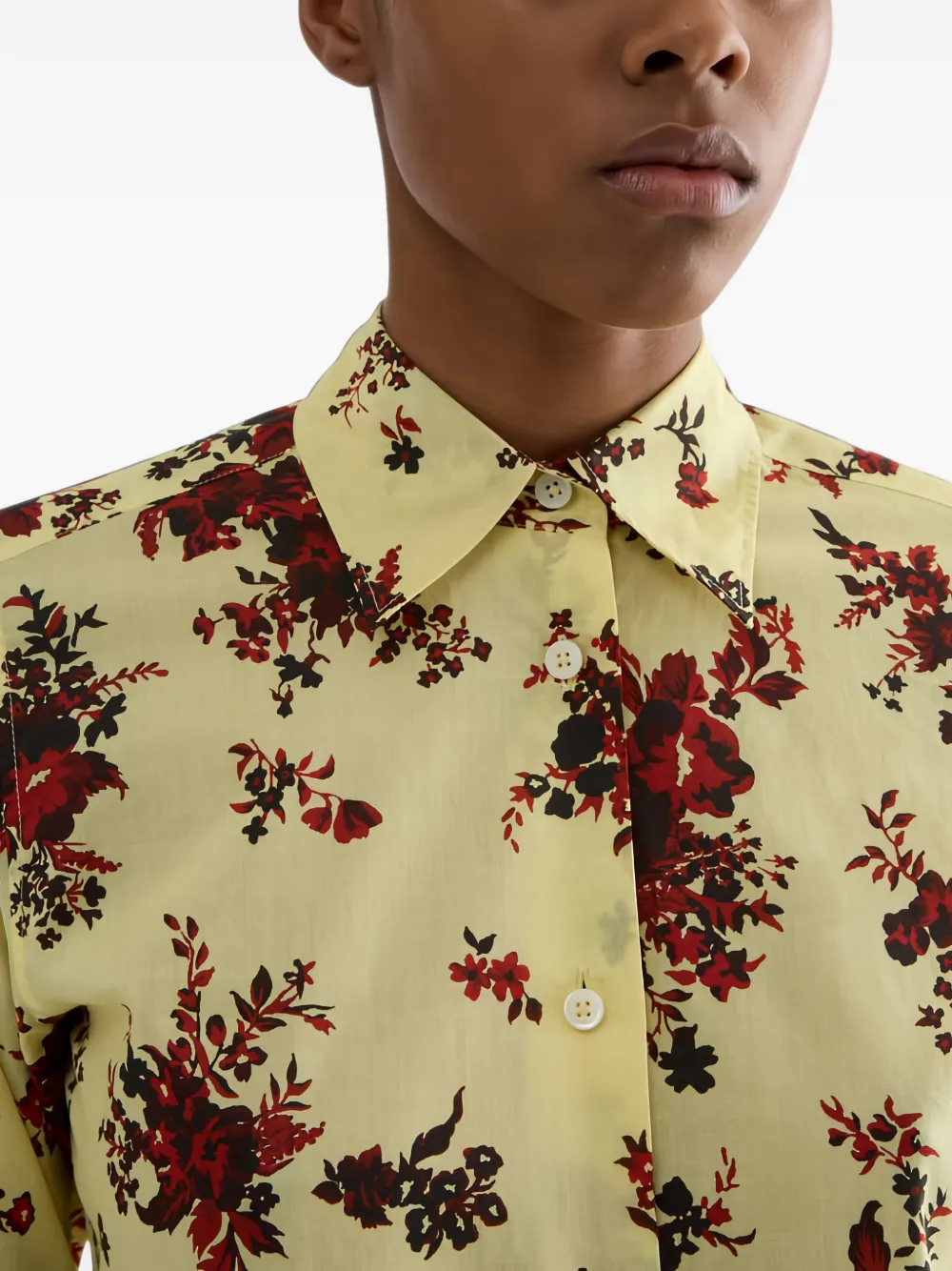 Jil Sander katoenen-mousseline blouse met bloemenprint Geel