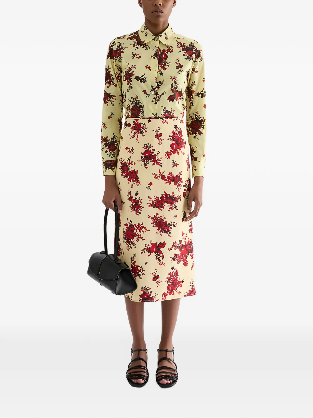 Jil Sander katoenen-mousseline blouse met bloemenprint Geel