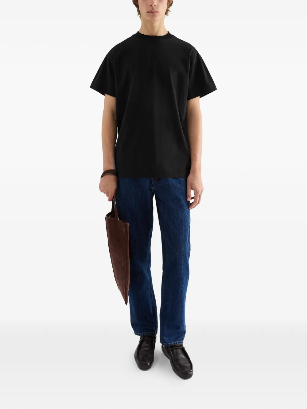 Jil Sander Drie T-shirts met geborduurd logo Zwart
